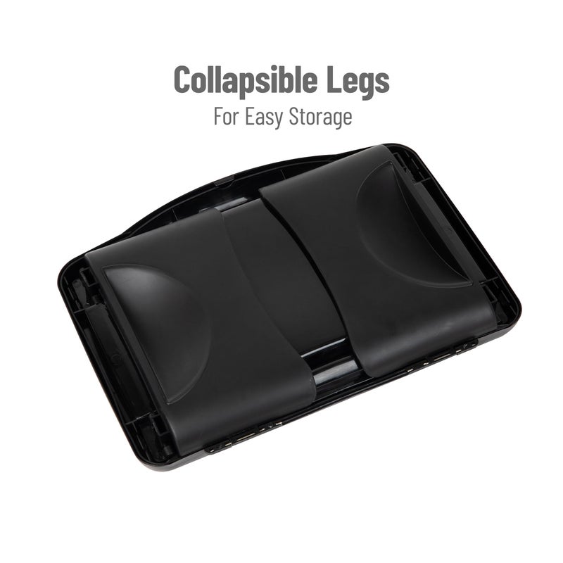 Mind Reader Lap Desk/Laptop Stand, Bed Tray, Folding Legs, Portable, Dorm, Plastic, 18.75" L x 11.25" W x 7.25" H, Black - Image 5